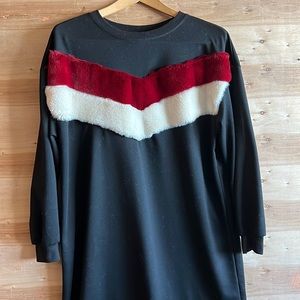 Fur sweatshirt dress